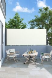 Garden Sanctuary 3m W Beige Outdoor Retractable Side Awning Balcony Sunshade Blind - Size: Small
