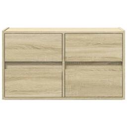 Berkfield Home TV Wall Cabinet with LED Lights Sonoma Oak 80x31x45 cm in Light Tan - Size: 80 x 31 x 45 cm - thumbnail 6