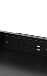Living and Home Nightstand Bedside Table with Charging Station and LED Lights in Black - thumbnail 8