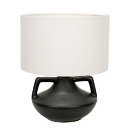 ValueLights Zoe Linen Drum Lamp Shade Matte Black Ceramic Vase Table Lamp - thumbnail 2
