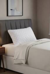 Living and Home Plush & Breathable Geometric Textured Pillow Insert for Back Stomach and Side Sleepers in White - thumbnail 1