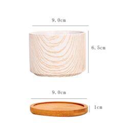 simpa 6PC Mixed Colour Pattern Ceramic Plant Pots with Bamboo Base - thumbnail 4