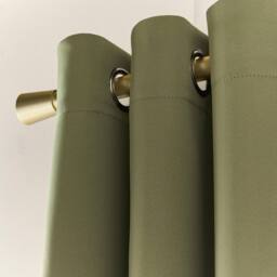 OHS Pair of Thermal Ready Made Eyelet Blackout Curtains in Olive - Size: 168 cm width x 137 cm drop - thumbnail 4
