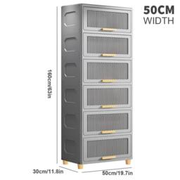 EONLION 6 Tier Plastic Storage Cabinet Durable in Grey - Size: 100 cm - thumbnail 2