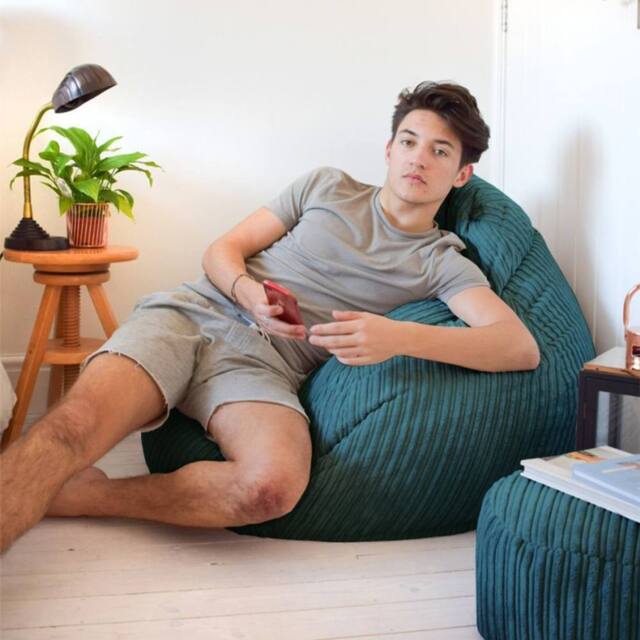 rucomfy Beanbags rucomfy Jumbo Cord Slouchbag - Indoor Classic Bean Bag for Adults in Teal - image 1