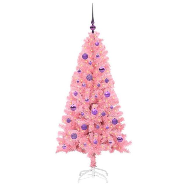Berkfield Home Lush Christmas Tree with 150 LEDs with Stand Pink 150 cm PVC - image 1