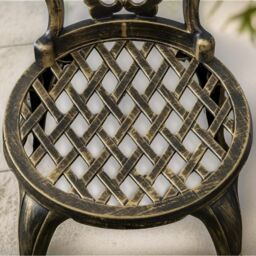 FURNOS Set of 3 Cast Aluminium Bistro Table & Chair With Parasol Hole in Bronze - thumbnail 5