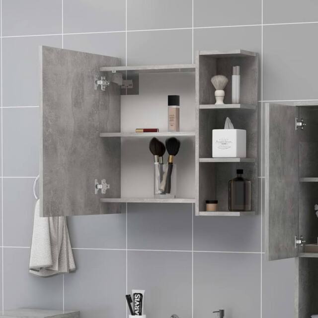 Berkfield Home Durable Bathroom Mirror Cabinet Concrete Grey 62.5x20.5x64 cm Eng - image 1