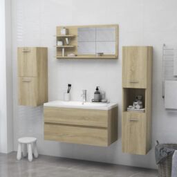 Berkfield Home Bathroom Mirror Sonoma Oak 90x10.5x45 cm Engineered Wood in Brown - thumbnail 4