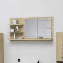 Berkfield Home Bathroom Mirror Sonoma Oak 90x10.5x45 cm Engineered Wood in Brown - thumbnail 1