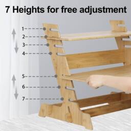 VOGREX Adjustable Standing Desk Riser Converter Monitor Stand Laptop in Light Oak - thumbnail 3