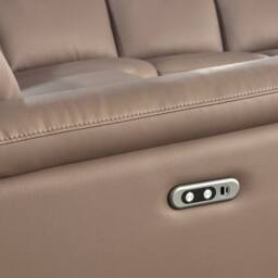 Aspire Marlowe Real Leather Power Recliner 2C2 Corner Sofa with USB Charging in Taupe - thumbnail 4