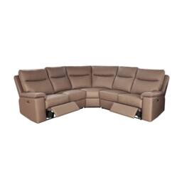 Aspire Marlowe Real Leather Power Recliner 2C2 Corner Sofa with USB Charging in Taupe - thumbnail 3