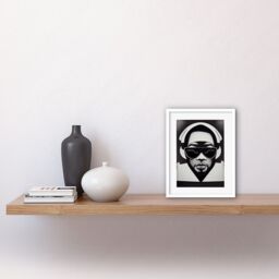 "Artery8 Wall Art Print Hip Hop Black Artist Music DJ Monochrome Music Musician Artwork Framed 9X7 Inch in White - Size: W7"" x H9""" - thumbnail 2