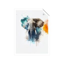 "Warren Reed - Designer Majestic Elephant Splashart Unframed Art Print - Size: W24"" x H36""" - thumbnail 1