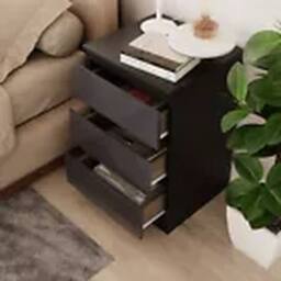 Havendro Black + Grey 3 Drawer Wooden Bedroom Chest Cabinet No Handle - thumbnail 4