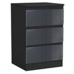 Havendro Black + Grey 3 Drawer Wooden Bedroom Chest Cabinet No Handle - thumbnail 1