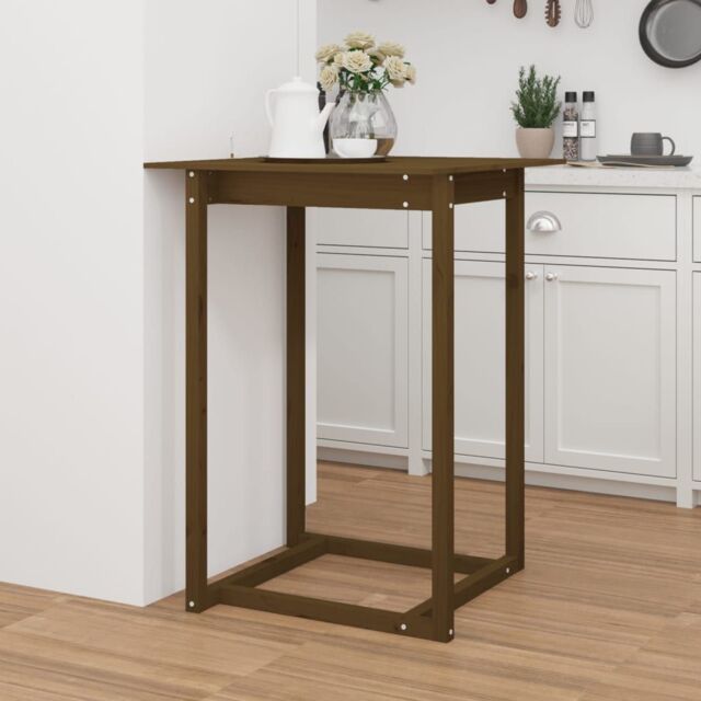 Berkfield Home Bar Table Honey Brown 80x80x110 cm Solid Wood Pine - Size: 80 x 80 x 110 cm - image 1