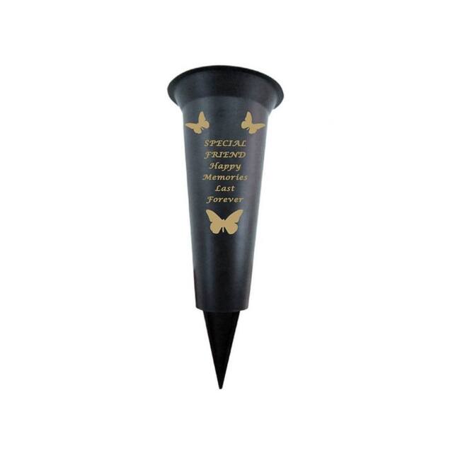 David Fischhoff Memorial Grave Plastic Spike Vase - Special Friend in Black - image 1