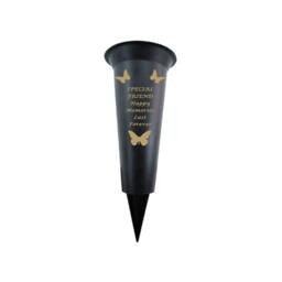 David Fischhoff Memorial Grave Plastic Spike Vase - Special Friend in Black - thumbnail 1