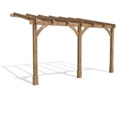 Dunster House Pergola Lean-To 4m x 3m Wall-Mounted Garden Plant Frame Leviathan in Brown - thumbnail 1