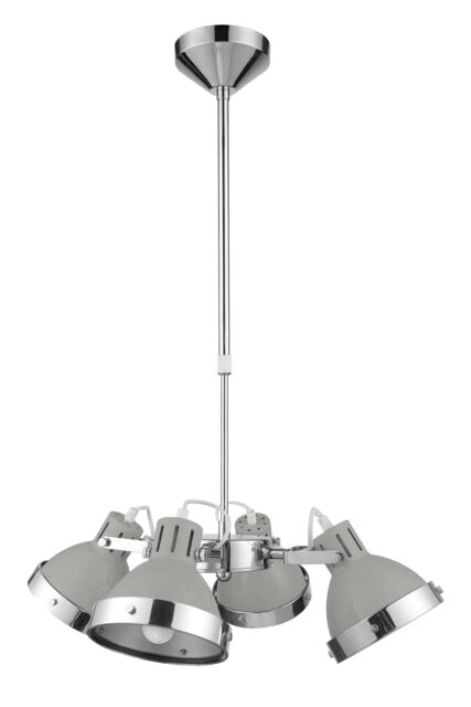 Orsina 4 Shade Grey Pendant Light With Chrome Detailing, Luxrious Ceiling Fixture, Hanging Lamp With Ceiling Mount - image 1