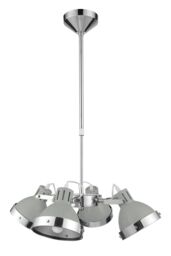 Orsina 4 Shade Grey Pendant Light With Chrome Detailing, Luxrious Ceiling Fixture, Hanging Lamp With Ceiling Mount - thumbnail 1