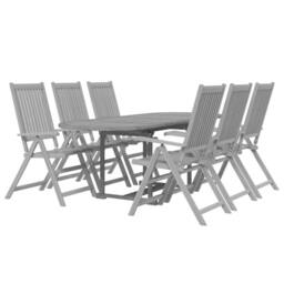 Berkfield Home 7 Piece Garden Dining Set Solid Wood Acacia in Grey - thumbnail 3