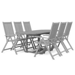 Berkfield Home 7 Piece Garden Dining Set Solid Wood Acacia in Grey - thumbnail 2