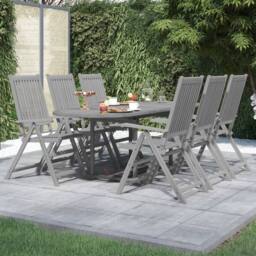 Berkfield Home 7 Piece Garden Dining Set Solid Wood Acacia in Grey