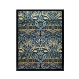 "Artery8 Peacock & Dragon Pattern Framed Canvas Wall Art Print William Morris in Blue - Size: W18"" x H24""" - thumbnail 1