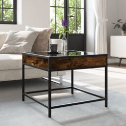 Berkfield Home Coffee Table with Infinity LED Smoked Oak 50x50x41 cm in Brown - Size: 50 x 50 x 41 cm - thumbnail 4