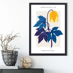 ARTZE Abstract Yellow & Blue Tulip Flower Market Gallery Framed Print SIZE: A2 with Black Frame - Size: A4 - thumbnail 2