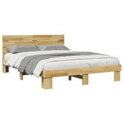 Berkfield Home Beautiful Bed Frame with Headboard without Mattress 140x190 cm So in Light Oak - thumbnail 5