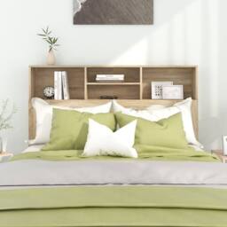 Berkfield Home Headboard Cabinet Sonoma Oak 140x19x103.5 cm in Brown - thumbnail 3