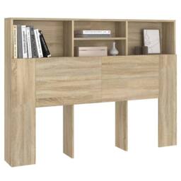 Berkfield Home Headboard Cabinet Sonoma Oak 140x19x103.5 cm in Brown - thumbnail 4