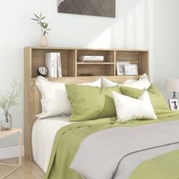 Berkfield Home Headboard Cabinet Sonoma Oak 140x19x103.5 cm in Brown - thumbnail 2