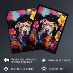 "Artery8 Wall Art Print Staffordshire Bull Terrier Dog Lover Gift Pet Portrait Vibrant Blue Orange Purple Artwork Painting Poster - Size: W18"" x H24""" - thumbnail 2