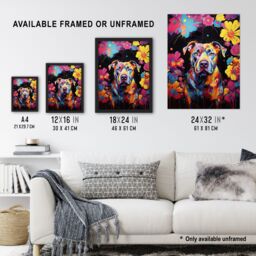 "Artery8 Wall Art Print Staffordshire Bull Terrier Dog Lover Gift Pet Portrait Vibrant Blue Orange Purple Artwork Painting Poster - Size: W18"" x H24""" - thumbnail 3