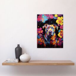 "Artery8 Wall Art Print Staffordshire Bull Terrier Dog Lover Gift Pet Portrait Vibrant Blue Orange Purple Artwork Painting Poster - Size: W18"" x H24""" - thumbnail 4