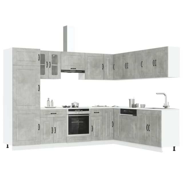 Berkfield Home 14 Piece Kitchen Cabinet Set Kalmar Concrete Grey Engineered Wood - image 1