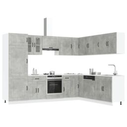 Berkfield Home 14 Piece Kitchen Cabinet Set Kalmar Concrete Grey Engineered Wood - thumbnail 1