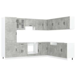 Berkfield Home 14 Piece Kitchen Cabinet Set Kalmar Concrete Grey Engineered Wood - thumbnail 2