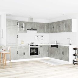 Berkfield Home 14 Piece Kitchen Cabinet Set Kalmar Concrete Grey Engineered Wood - thumbnail 3