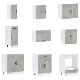 Berkfield Home 14 Piece Kitchen Cabinet Set Kalmar Concrete Grey Engineered Wood - thumbnail 4