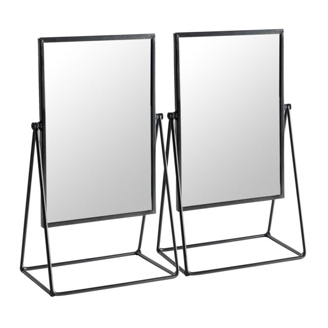 Harbour Housewares 2x 39cm Rectangle Makeup Mirrors - Dressing Table Tabletop Cosmetic Bathroom Mirror in Black - Size: 2x 39 cm - image 1