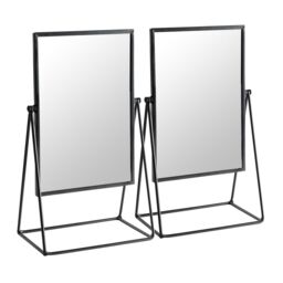 Harbour Housewares 2x 39cm Rectangle Makeup Mirrors - Dressing Table Tabletop Cosmetic Bathroom Mirror in Black - Size: 2x 39 cm