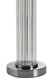 Orsina Glass Table Lamp With Chrome-Edged Pillar, Translucent Glass Table Light, Accent Lamp With Fluted Base in Silver - thumbnail 4