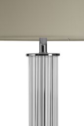 Orsina Glass Table Lamp With Chrome-Edged Pillar, Translucent Glass Table Light, Accent Lamp With Fluted Base in Silver - thumbnail 3