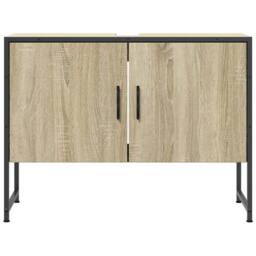 Berkfield Home Bathroom Sink Cabinet Sonoma Oak 80x33x60 cm Engineered Wood in Light Tan - Size: 80 x 33 x 60 cm - thumbnail 5